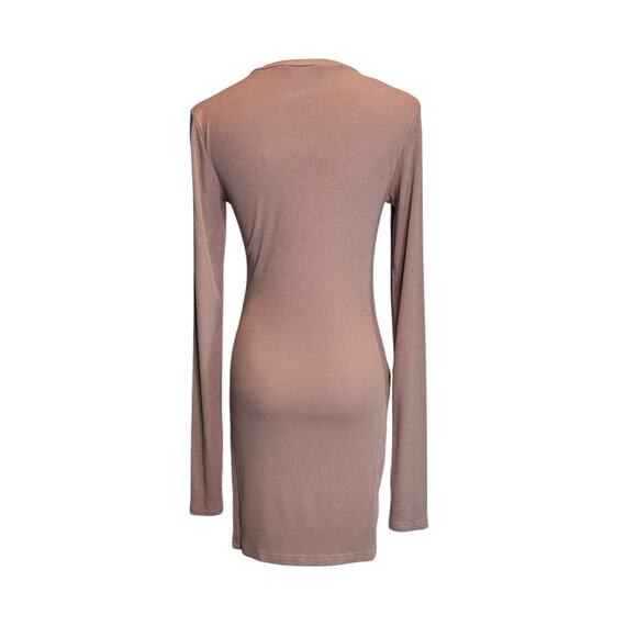 Minaa Monroe tan ribbed long sleeves side slits top Size Small - Picture 2 of 12